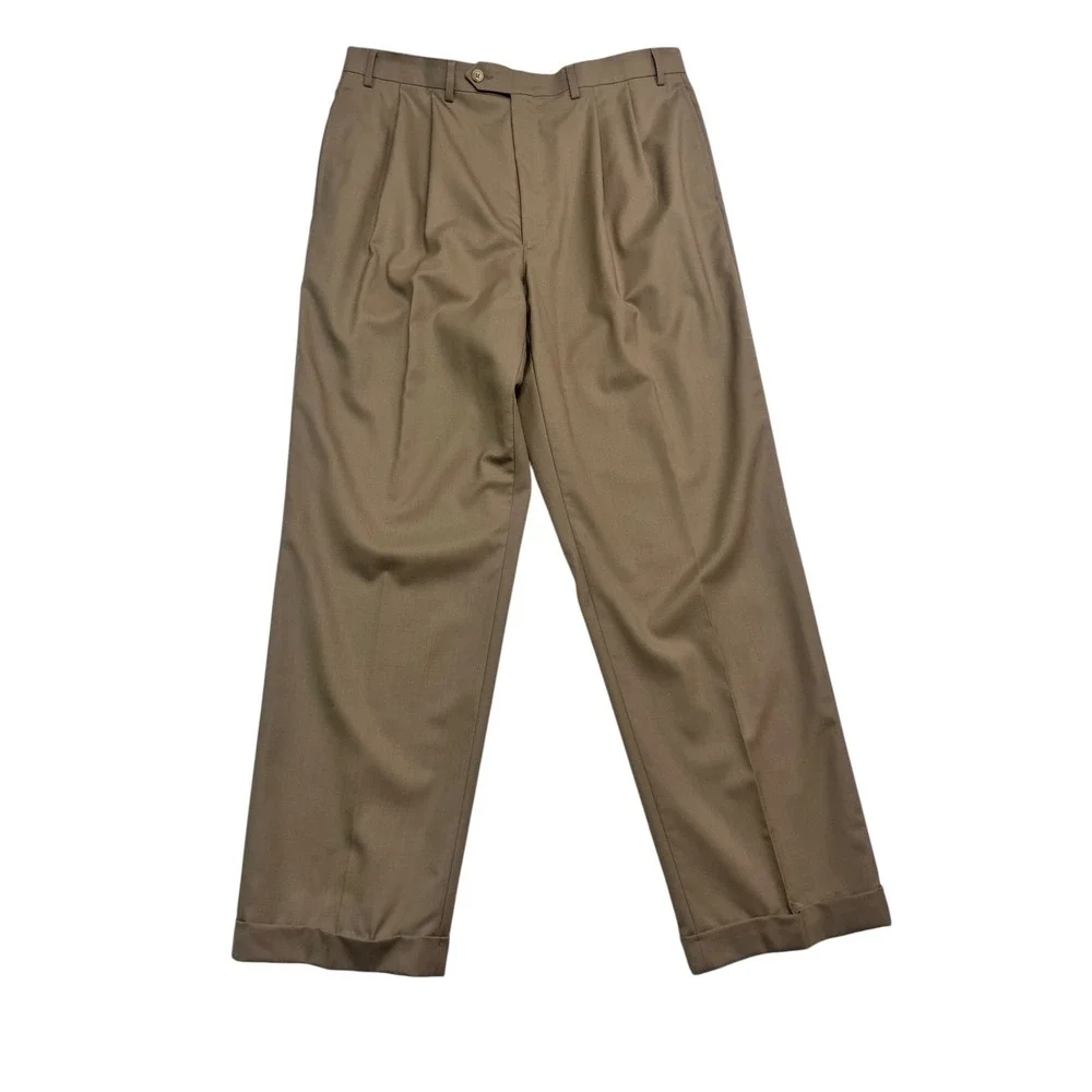 Ralph Lauren 36x32 Dress Pants Trousers Total Comfort Wool Pleated High Waisted